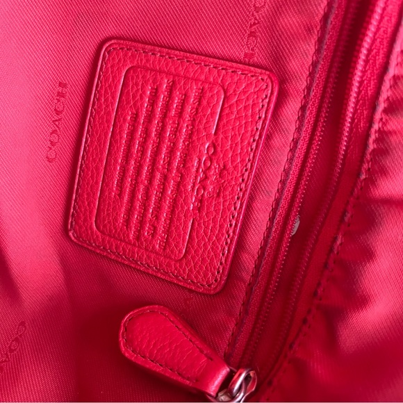 COACH PEBBLED LEATHER CROSSBODY HANDBAG PURSE GENUINE DEEP ORANGE GUC - Picture 6 of 15